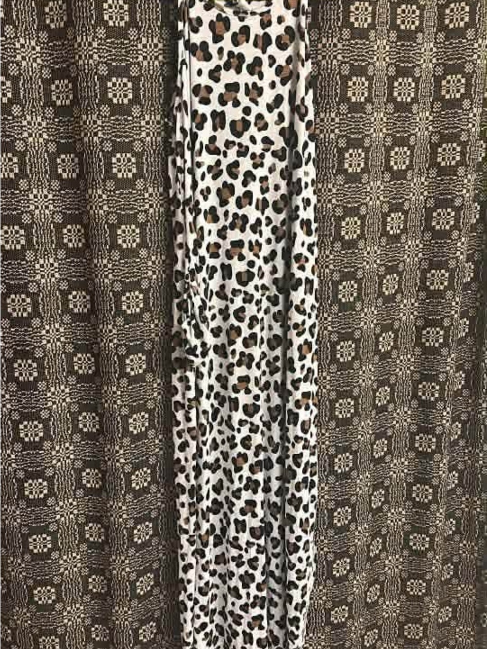 Leopard Print Maxi Dress - White, Black & Brown